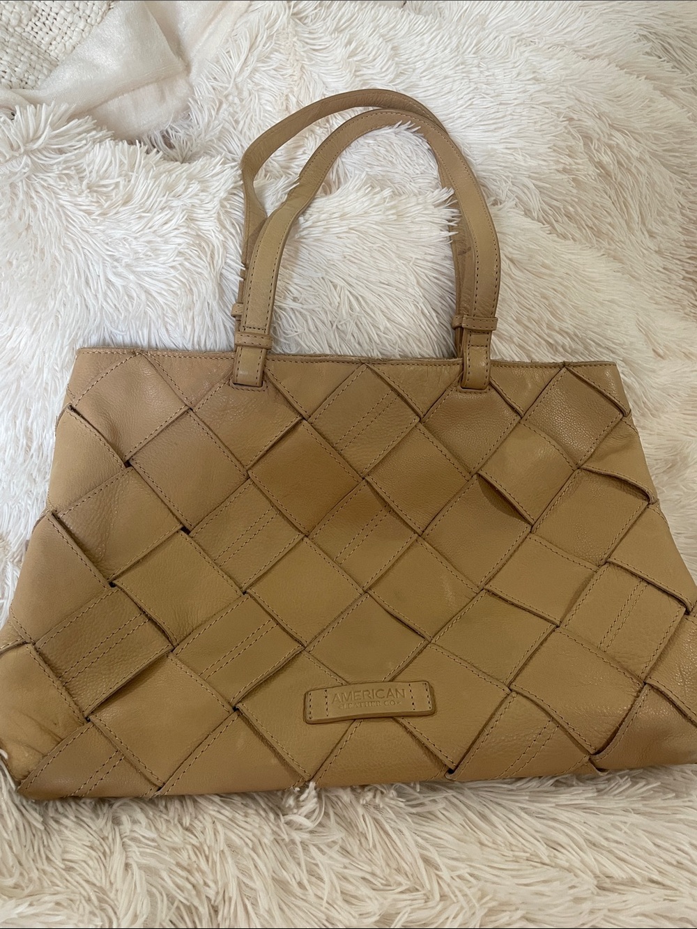 Leather Woven Tote Bag in Tan - American Leather Co.